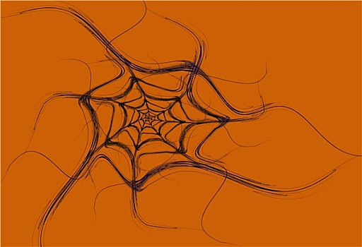 黑色,不规则图形,蜘蛛网,橙色背景