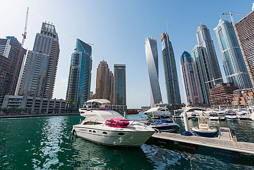 码头,正面,摩天大楼,迪拜,阿联酋,亚洲