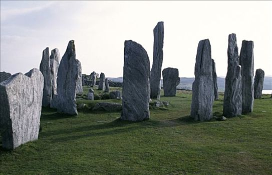 古老,巨石阵,约会,背影,新石器时代,生动,史前,遗址,赫布里底群岛,苏格兰