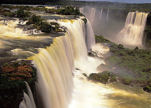 南美,巴西,瀑布,高耸,河