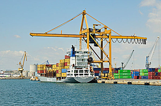 货箱,船,港口,阿利坎特,白色海岸,西班牙,欧洲