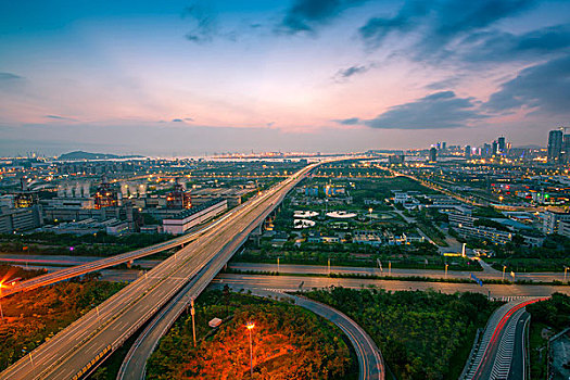 中国广东深圳前海粤港澳大湾区城市夜景