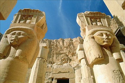 柱子,女神,哈索尔,皇后,路克索神庙,埃及