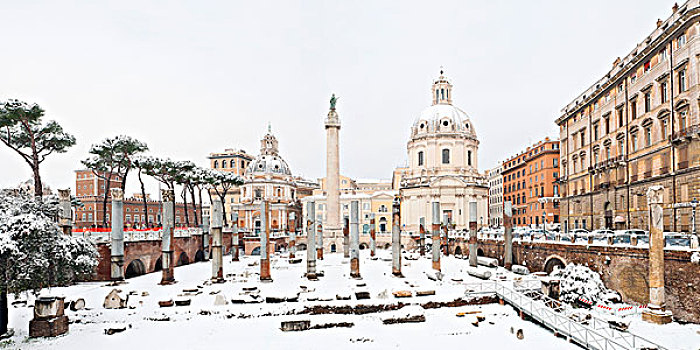 古罗马广场,冬天,罗马,拉齐奥,意大利