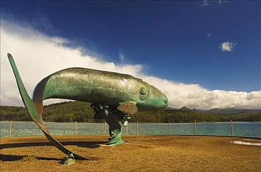 鲸,雕塑,湾,塔斯马尼亚,澳大利亚