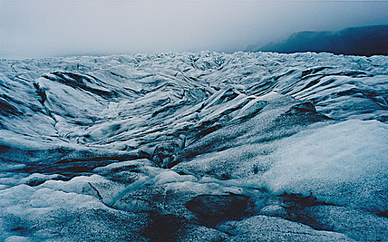 暗色,冰,风景,瓦特纳冰川,冰河,冰岛