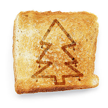 烤面包片,切片,白面包,圣诞树,白色背景,背景