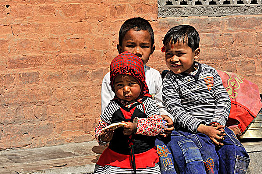 孩子,尼泊尔,加德满都,亚洲