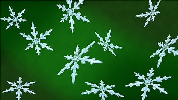 雪花,圣诞节,绿色背景