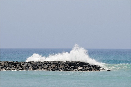 波浪,石头