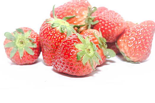 少量,草莓,堆放,白色背景