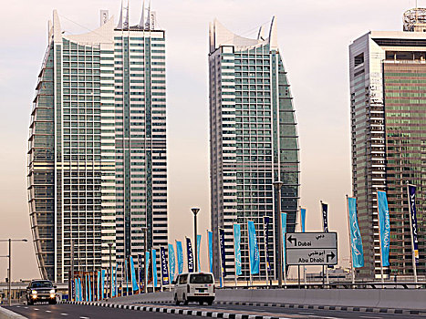 主要街道,摩天大楼,迪拜,码头,地区,阿联酋,中东