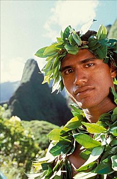 夏威夷,毛伊岛,玻利尼西亚人,男性,山地,背景