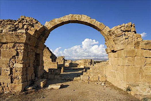 要塞,拱道,考古,世界遗产,帕福斯,塞浦路斯,欧洲