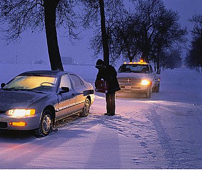 男人,停顿,汽车,冬天,渥太华,安大略省,加拿大