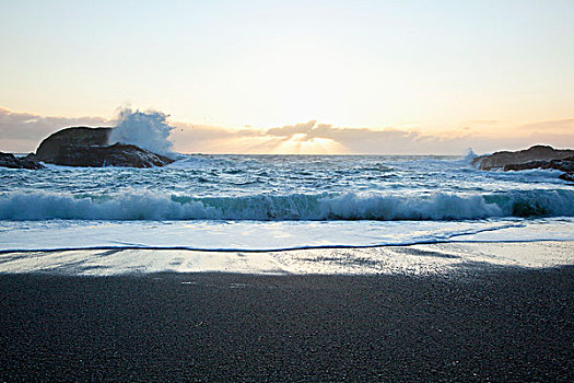波浪,南海滩,环太平洋国家公园,靠近,不列颠哥伦比亚省,加拿大