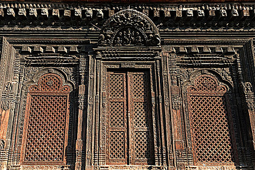 窗户,宫殿,杜巴广场,巴克塔普尔,尼泊尔,亚洲