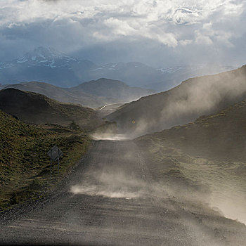 风景,道路,山,托雷德裴恩国家公园,巴塔哥尼亚,智利