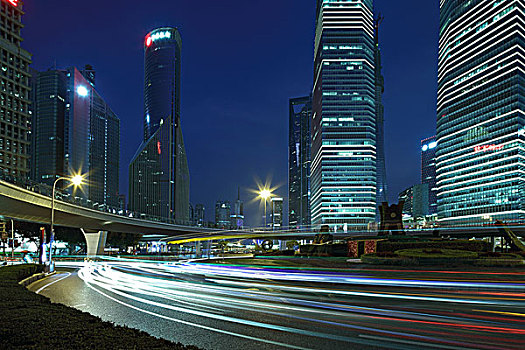 上海浦东陆家嘴夜景