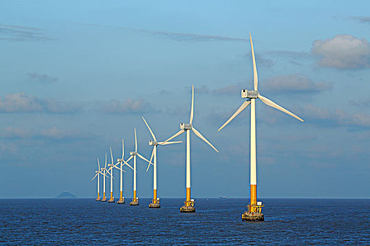 海上风力发电机组,特写,杭州湾,舟山,上海洋山