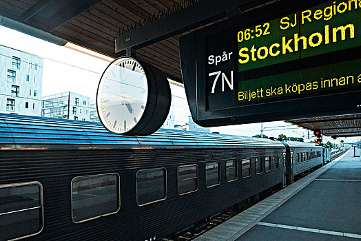 钟表,火车站,站台,瑞典