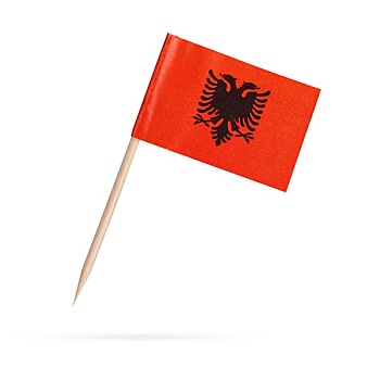 微型,旗帜,阿尔巴尼亚,隔绝,白色背景,背景