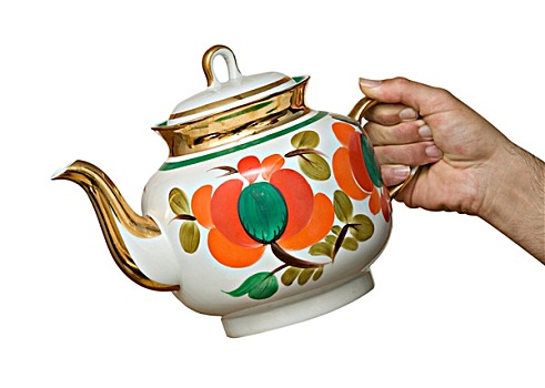 陶瓷,茶壶,拿着