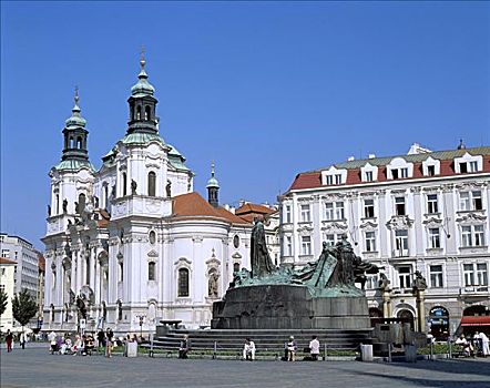雕塑,老城广场,布拉格,捷克共和国