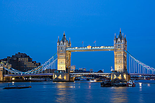塔桥,泰晤士河,黄昏,伦敦,英格兰