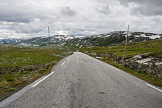 道路,松恩峡湾,一个,孤单,山,区域,西部,尤通黑门山,挪威