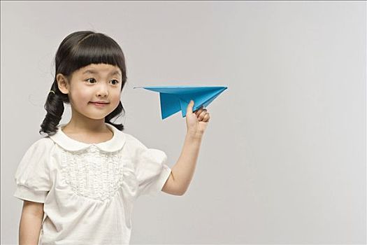 女孩,玩,纸飞机