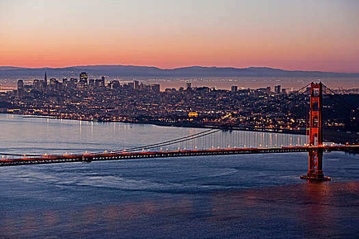 金门大桥,旧金山,夜晚,加利福尼亚,美国,北美