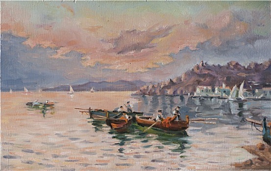 油画,风景,沿岸