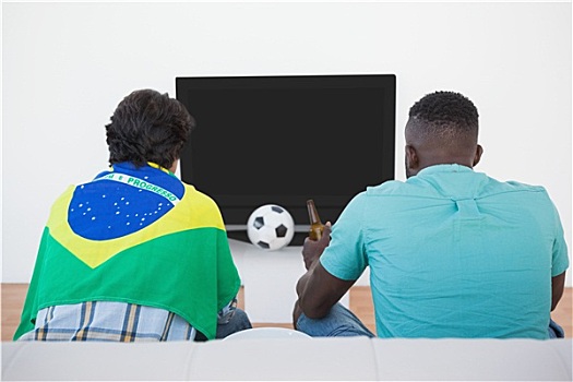 巴西人,足球,球迷,看电视