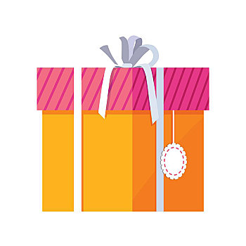 橙色,礼盒,白色,丝带,一个,橙子,设计,漂亮,礼物,盒子,压制,蝴蝶结,象征,圣诞礼物,隔绝,矢量,插画