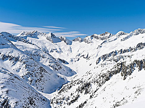 山脉,阿尔卑斯山,国家公园,陶安,冬天,遮盖,冰,雪,山谷,瑞恩巴泰,岩石表面,奥地利