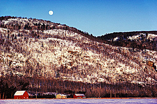 月出,上方,加蒂诺山,加蒂诺公园,魁北克,加拿大