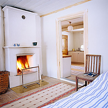 卧室,壁炉,瑞典