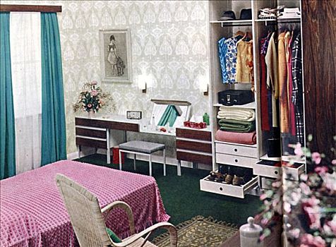 室内,卧室,60年代
