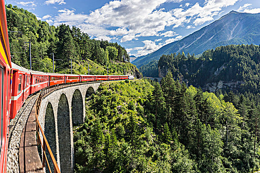 冰河,高速列车,高架桥,铁路,靠近,区域,瑞士