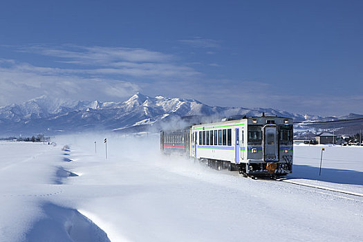 列车,山峦,冬天