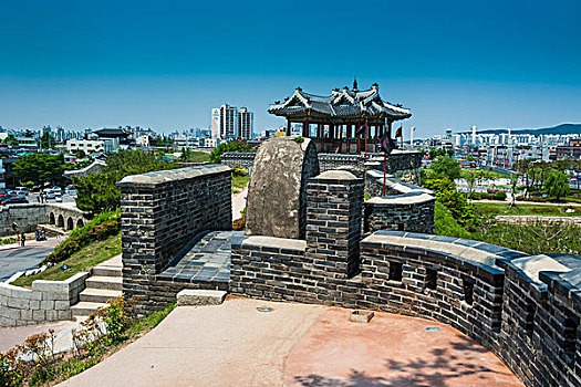 巨大,石墙,世界遗产,水原,要塞,韩国