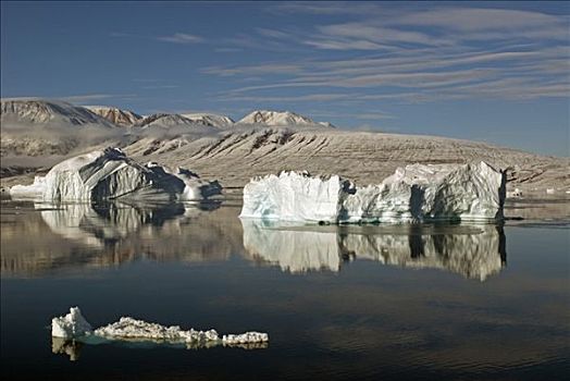 格陵兰,旅游,冰山,黄道十二宫,平静,水,东北方,海岸