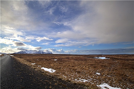雪,火山,风景,生动,云,冰岛