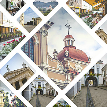 抽象拼贴画,维尔纽斯,立陶宛,图像,旅行,背景,照片