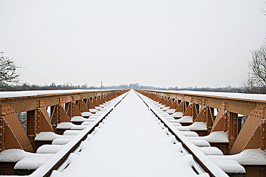 轨道,桥,冬天,雪