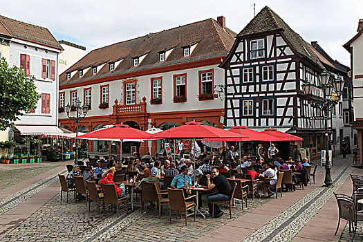 半木结构,房子,老,城镇,莱茵兰普法尔茨州,德国,欧洲