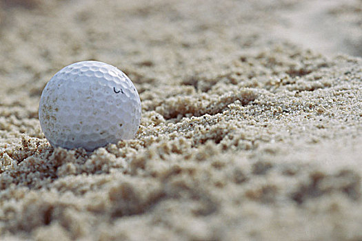 高尔夫球,沙子,特写