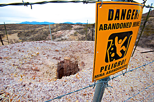 危险,标识,矿,靠近,墓碑,亚利桑那,大幅,尺寸