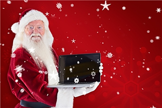 合成效果,图像,圣诞老人,礼物,笔记本电脑